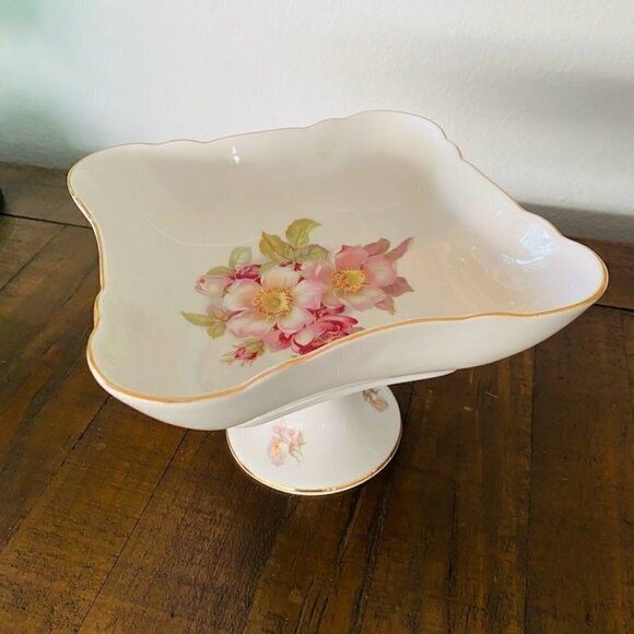 Bavaria Schumann Arzberg Germany Wild Rose Pedestal Compote Bowl Candy Dish - Picture 2 of 5